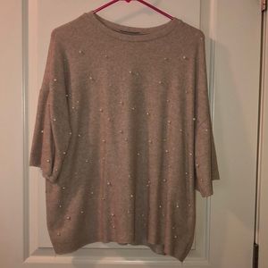 Beaded pearl 3/4 sleeve sweater